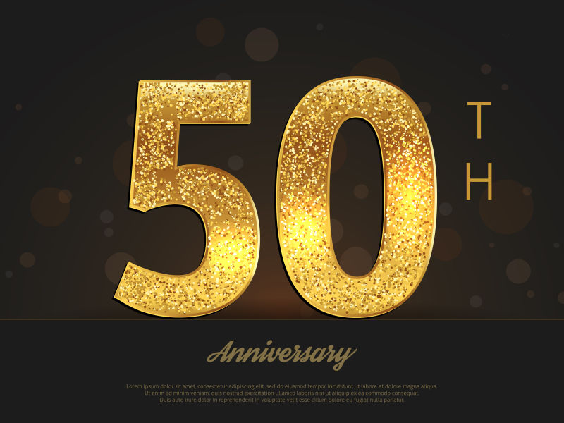 抽象矢量金色50周年庆设计