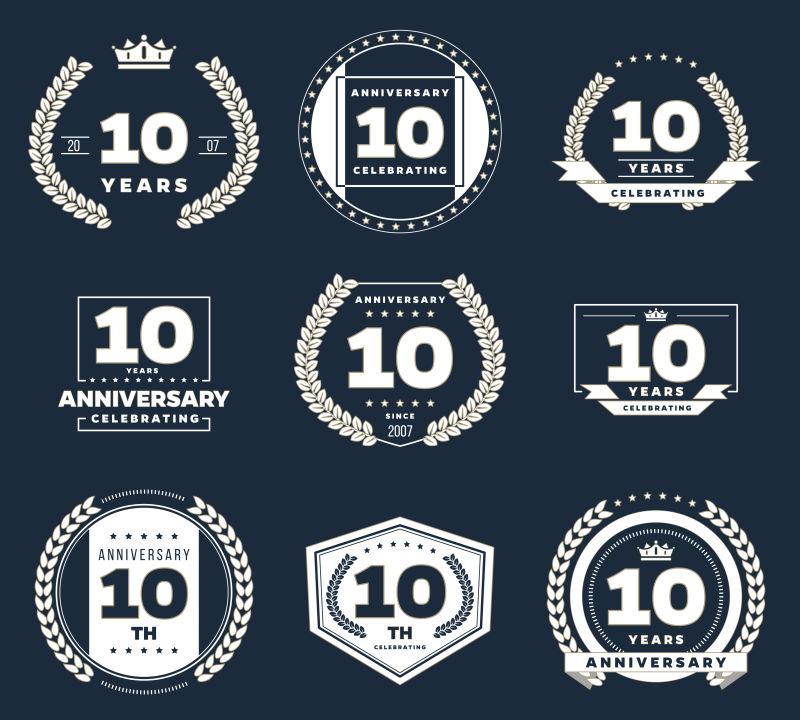 抽象矢量10周年纪念徽章设计