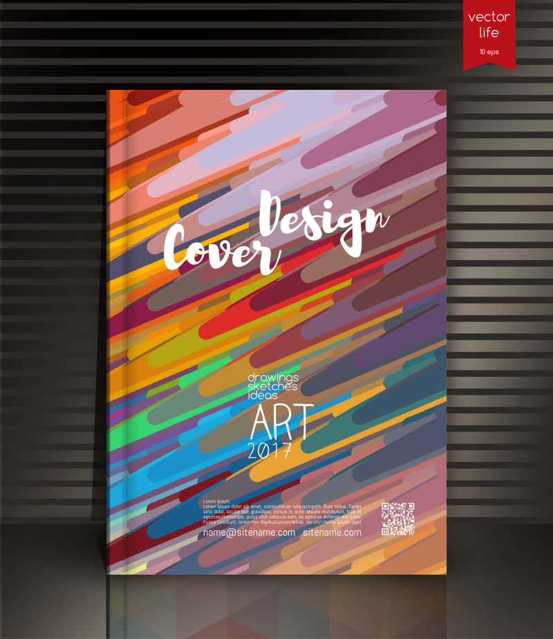 抽象的彩色条纹图案书籍封面矢量设计
