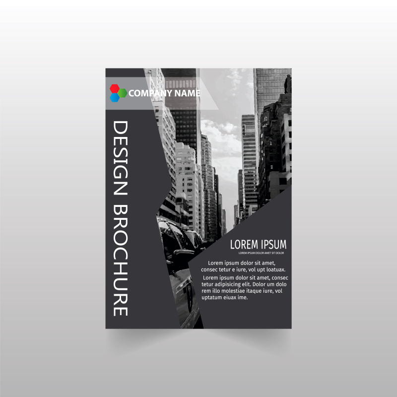 抽象矢量灰色建筑元素年度报告设计