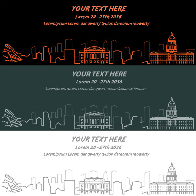 抽象矢量建筑元素平面横幅设计