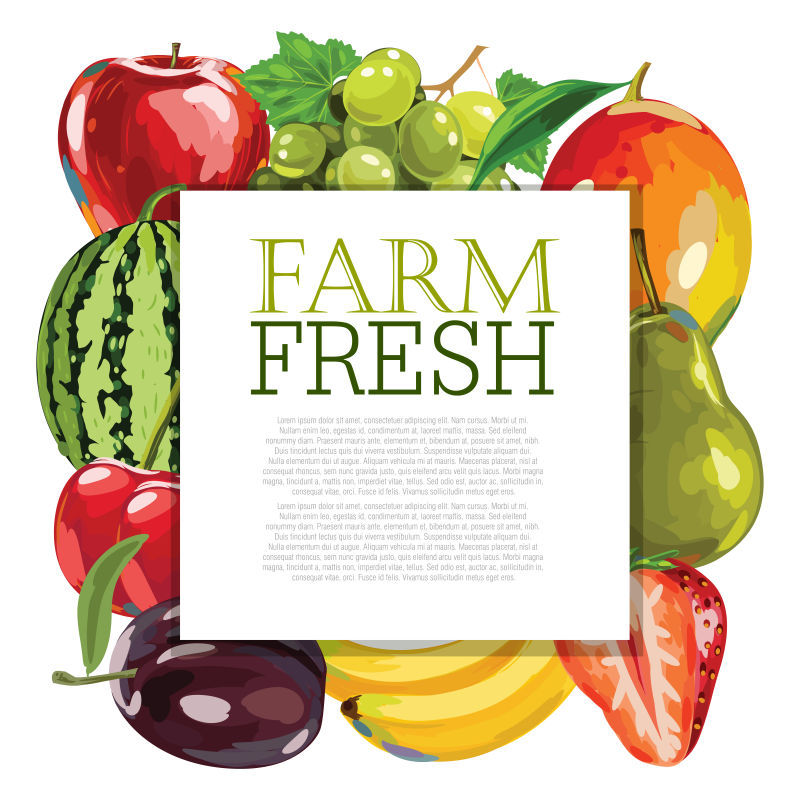 创意矢量新鲜水果元素的设计背景