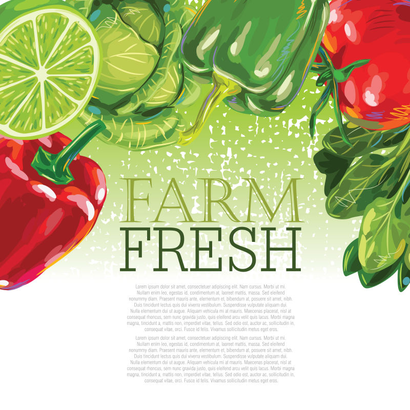创意矢量新鲜果蔬元素的设计背景