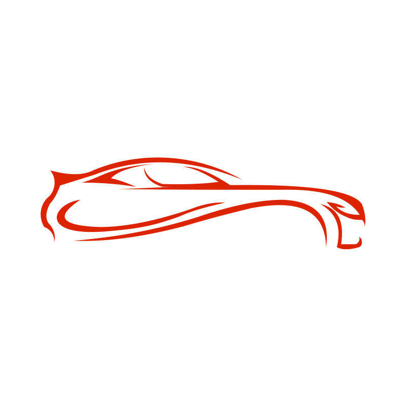抽象矢量红色跑车标志设计