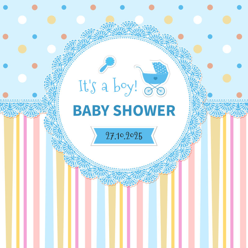 抽象矢量彩色条纹状的婴儿邀请卡设计