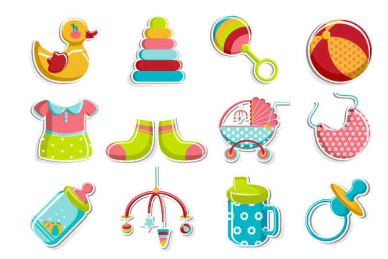 抽象矢量卡通婴儿玩具图标设计
