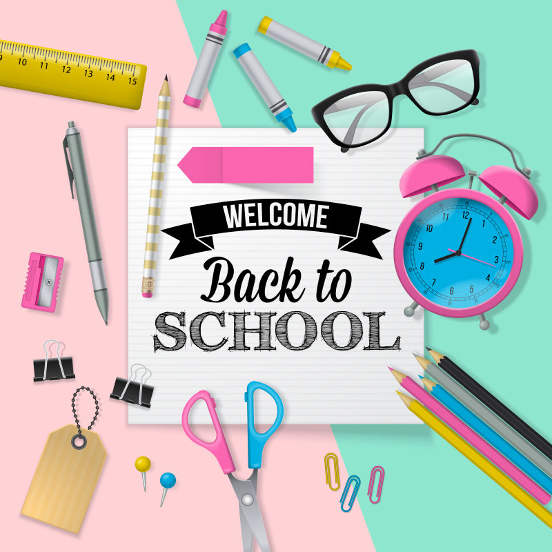 抽象矢量回校主题的创意平面插图设计