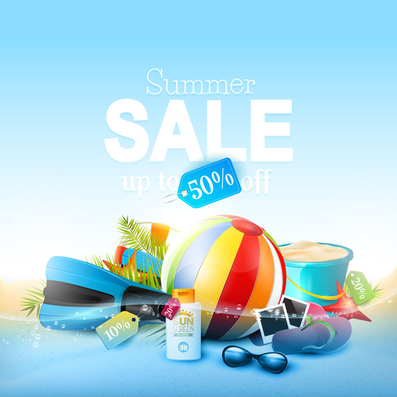 创意矢量夏季元素装饰销售背景设计