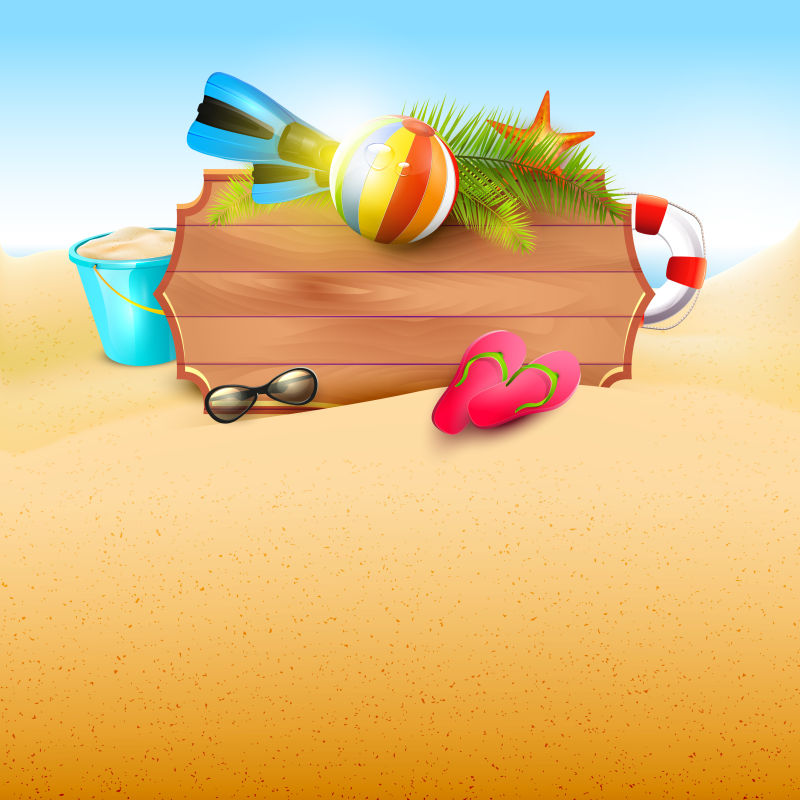 抽象矢量夏季主题的平面插图