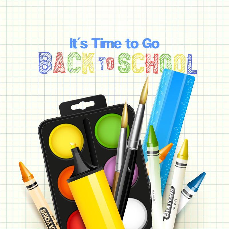 创意矢量现代学校用品设计背景