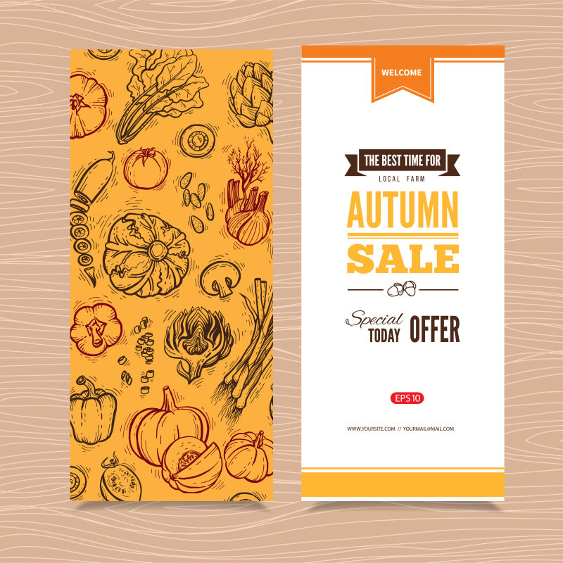 抽象矢量食品元素的销售折扣横幅设计