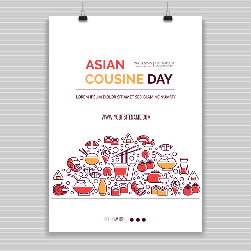 抽象矢量亚洲食品元素横幅设计