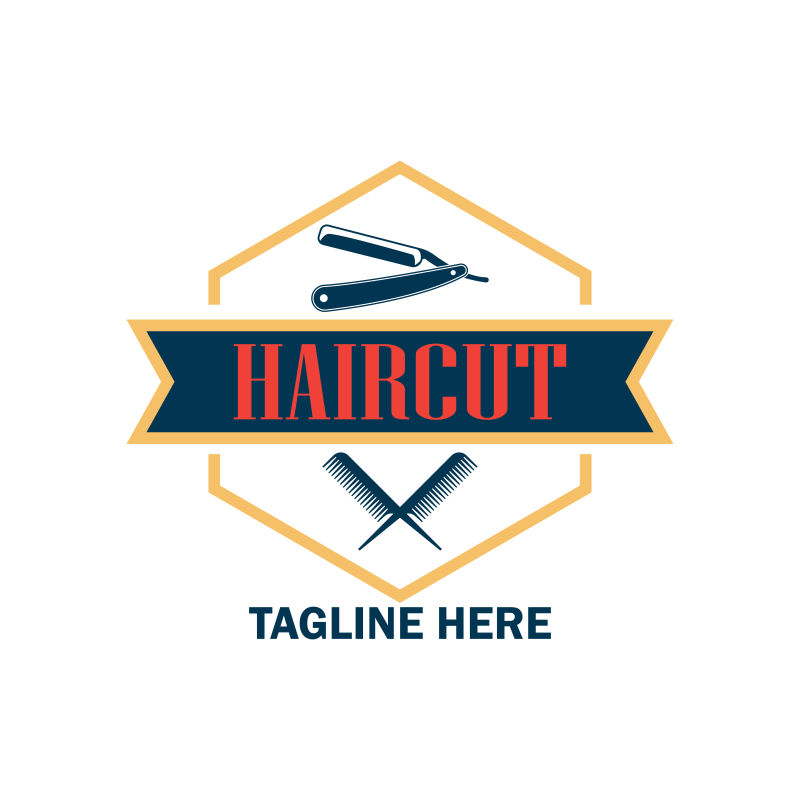 创意矢量现代理发店主题标志设计