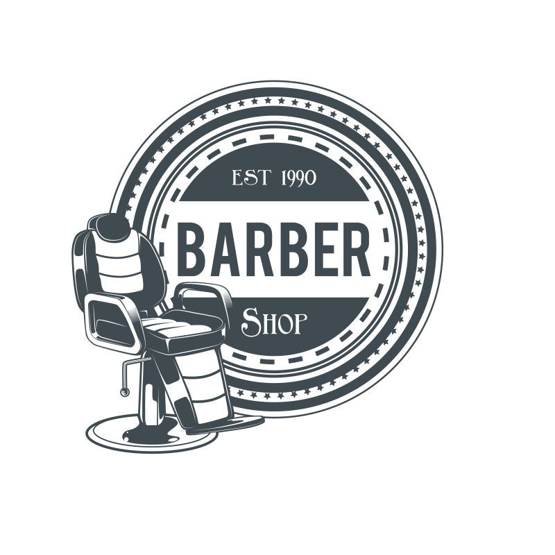 矢量老式理发店主题标签设计
