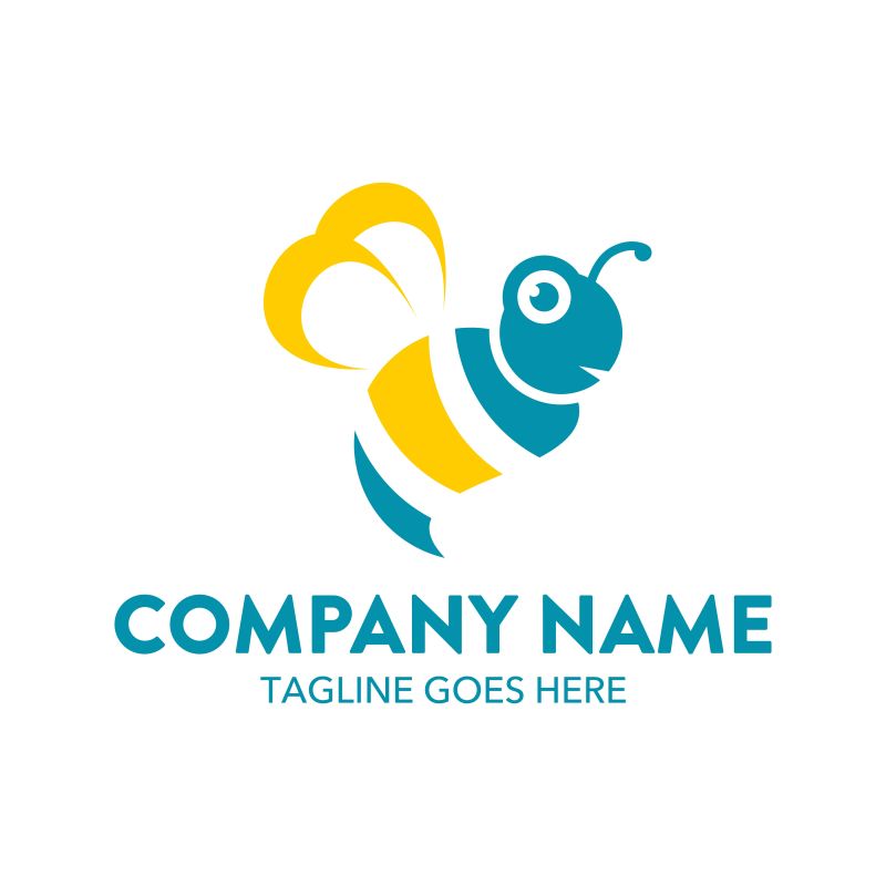 抽象矢量双色蜜蜂标志设计