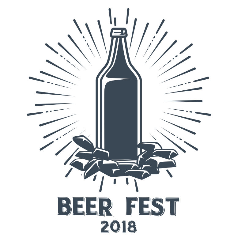 矢量抽象啤酒标签平面设计