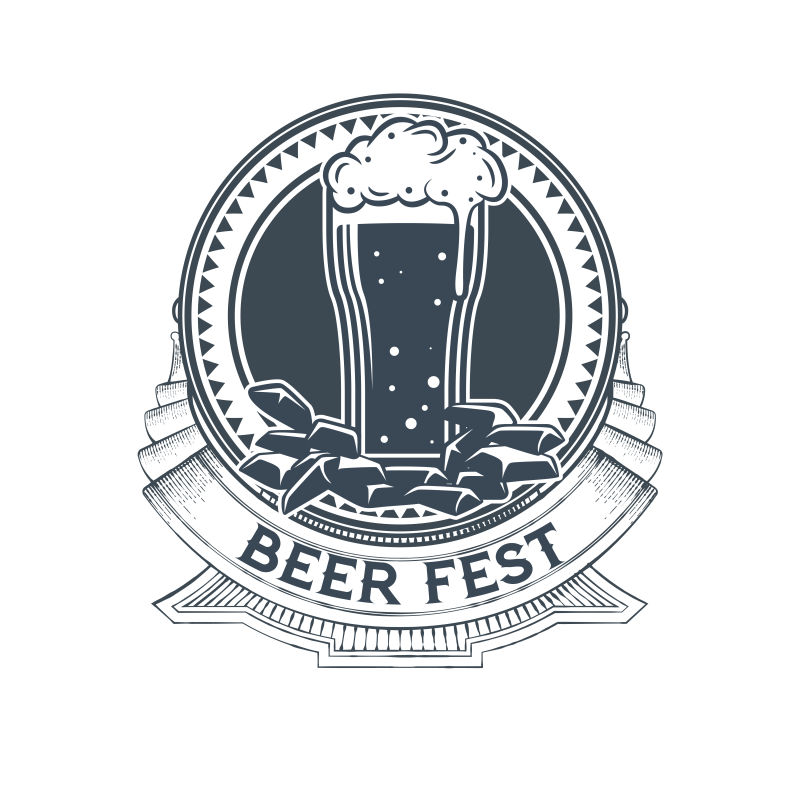 创意矢量单色复古啤酒标签设计