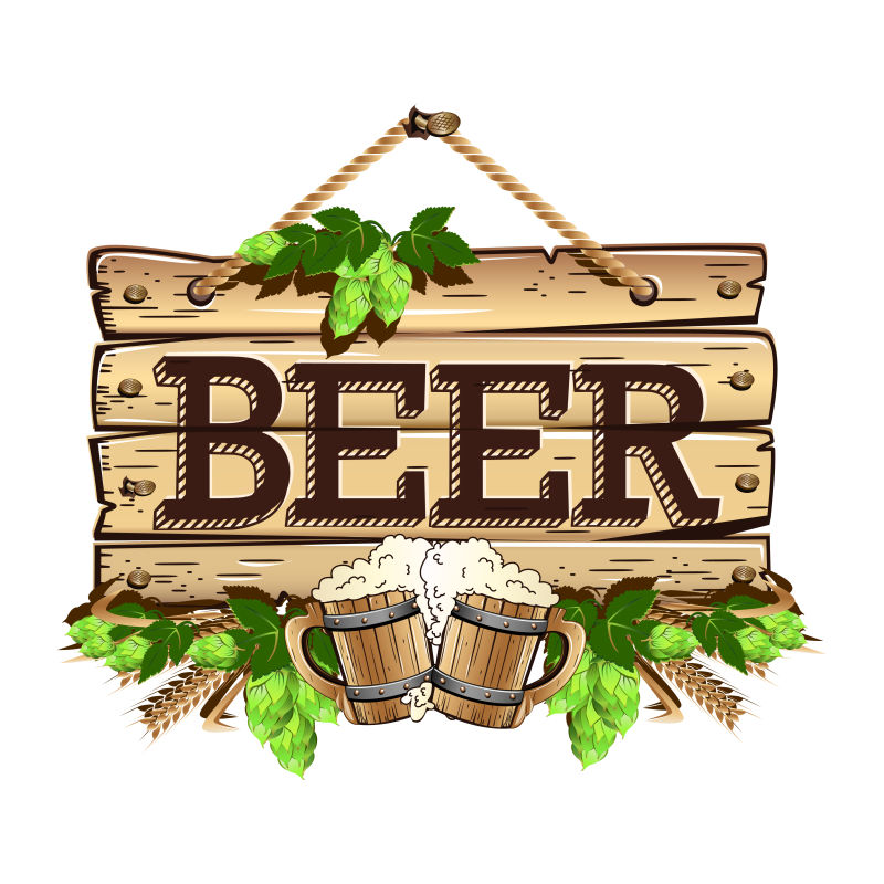 抽象矢量啤酒元素的复古标签设计