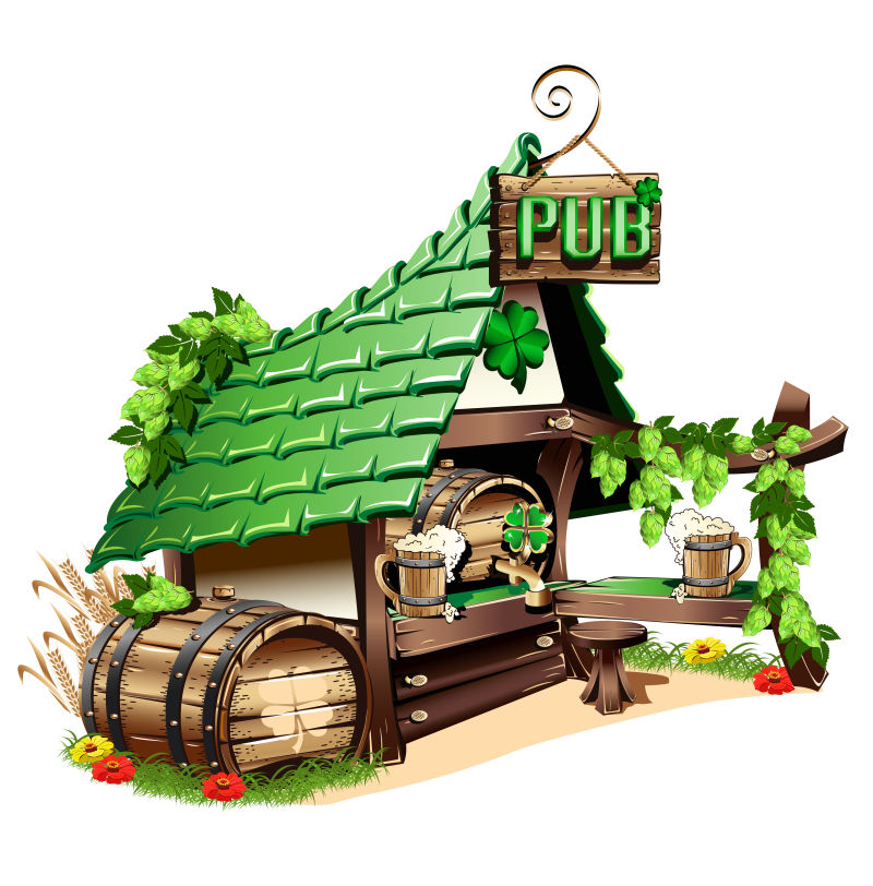 创意矢量卡通啤酒吧设计