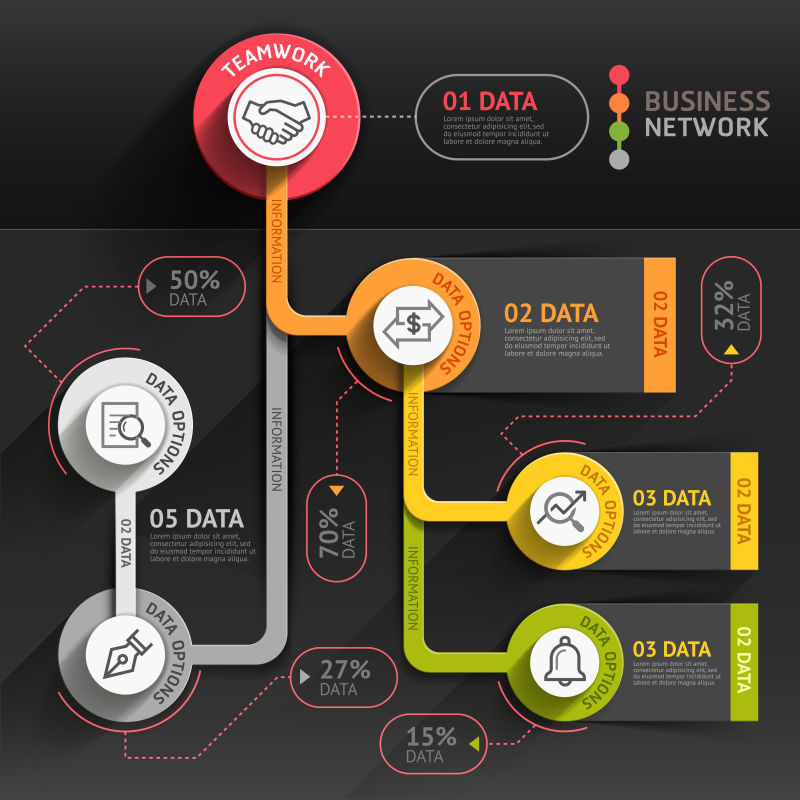 创意矢量彩色图标标签元素的信息图表设计