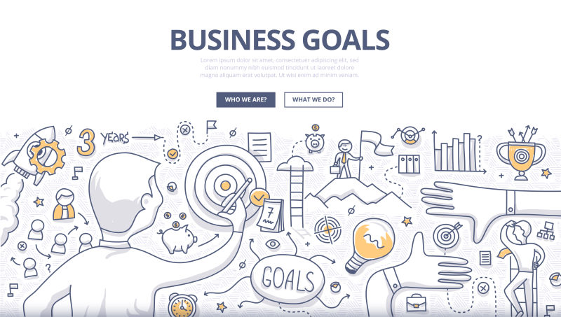创意矢量商业目标主题的涂鸦设计插图
