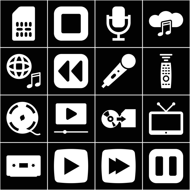 矢量的创意媒体应用图标