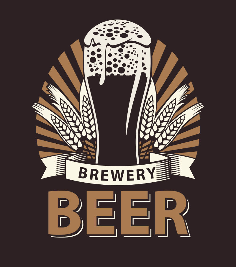矢量复古啤酒标志平面设计