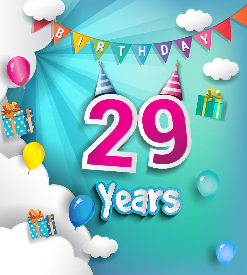 29岁生日贺卡矢量设计