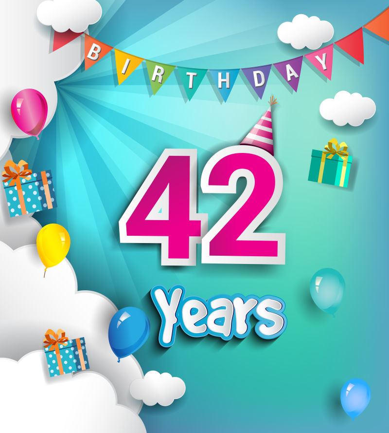 矢量的42岁生日贺卡