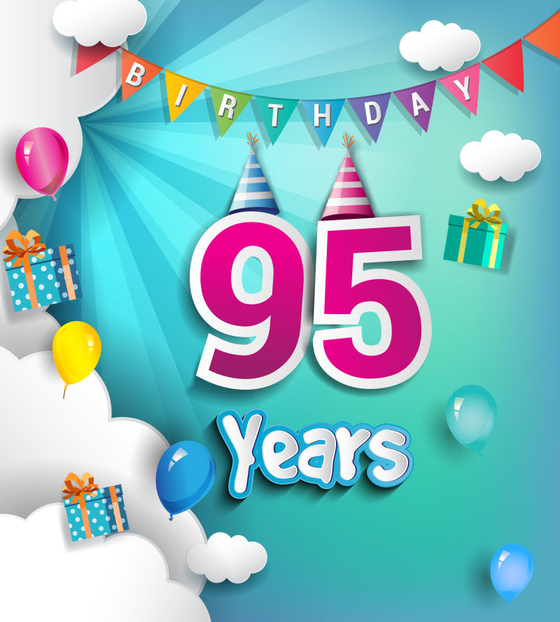 矢量的95岁生日贺卡
