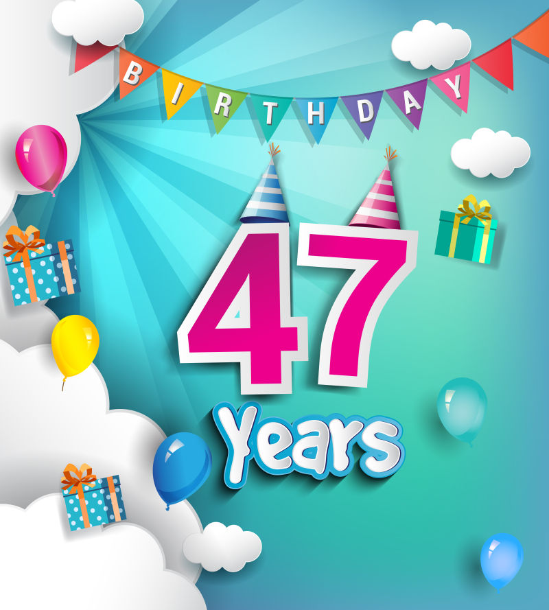 47岁生日卡片矢量设计