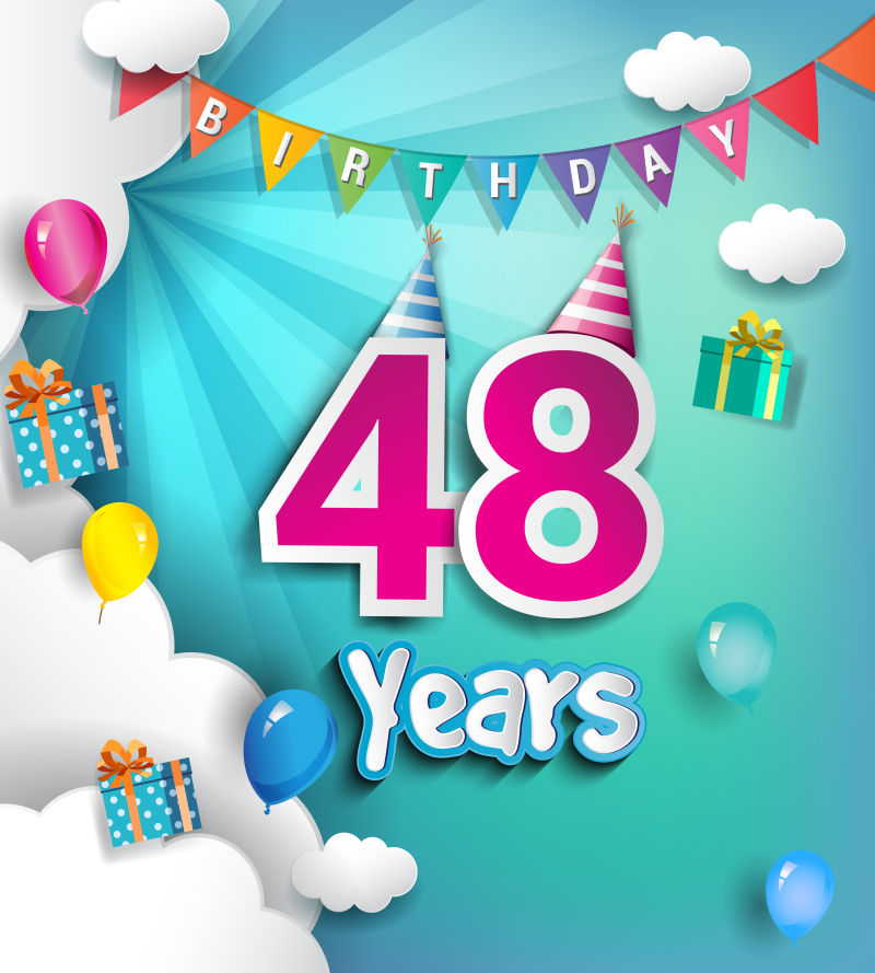 48岁生日贺卡矢量设计