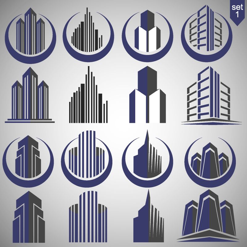 矢量抽象现代商业建筑标志设计