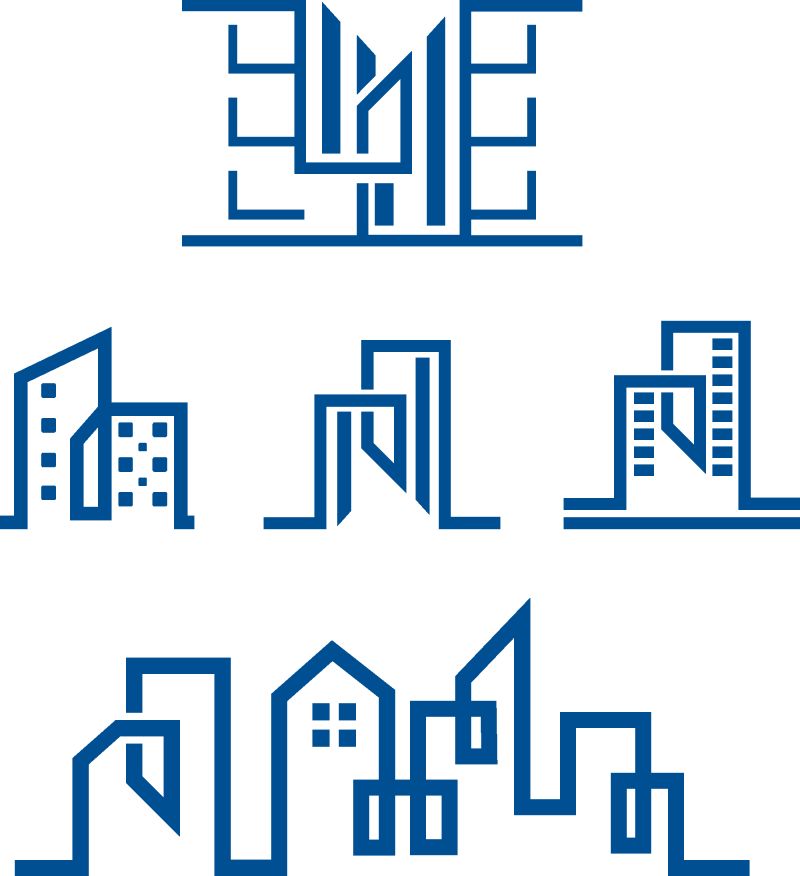 矢量抽象几何建筑创意标志设计