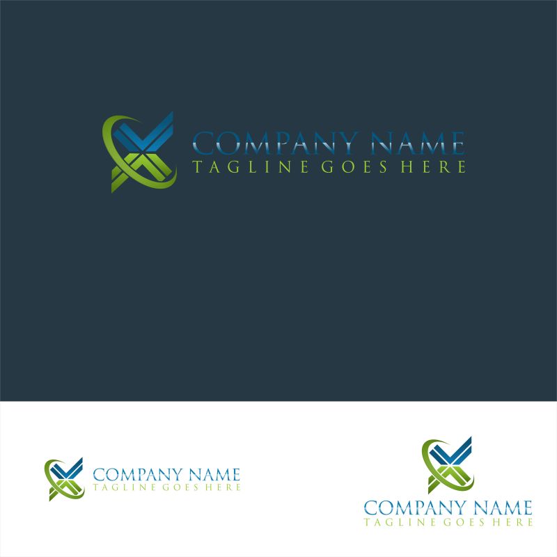 抽象双色字母x的矢量标志设计