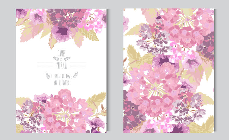 矢量抽象粉色花卉装饰的卡片设计