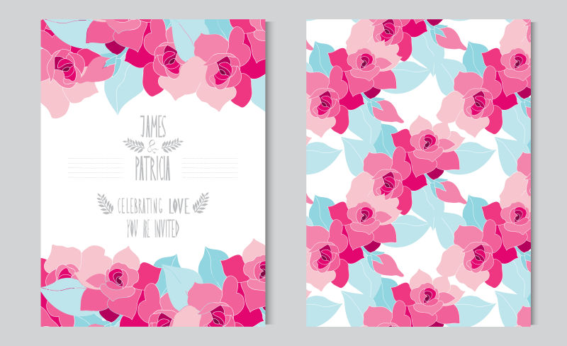 抽象矢量现代花卉元素的时尚卡片设计