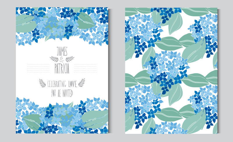 抽象矢量现代蓝色花卉元素的卡片设计