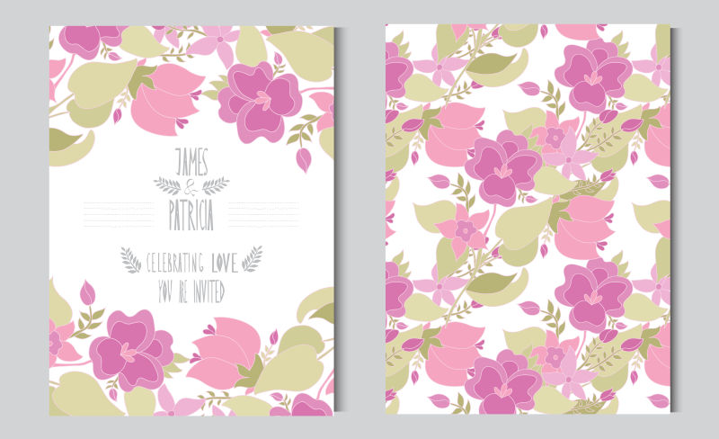 抽象矢量花卉装饰的浪漫卡片设计