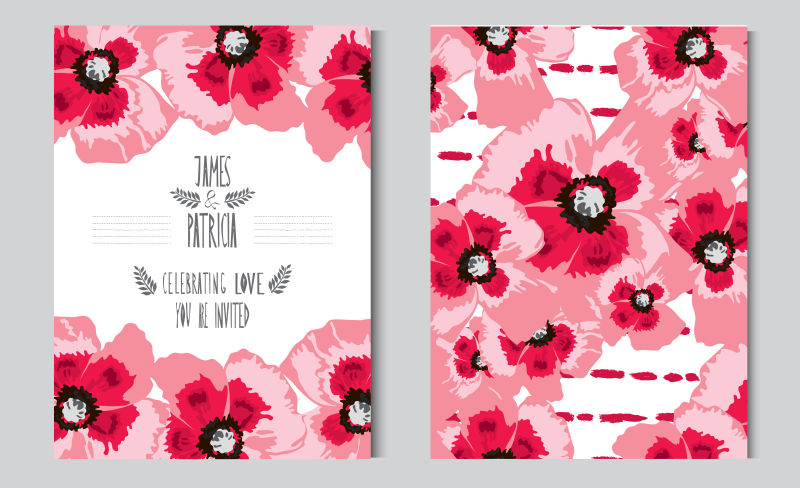 抽象矢量现代粉色花卉元素的卡片设计