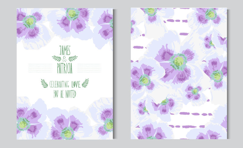抽象矢量现代紫色花卉元素装饰卡片设计