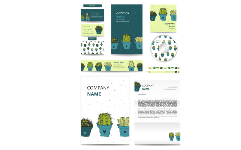 抽象矢量仙人掌元素的海报设计