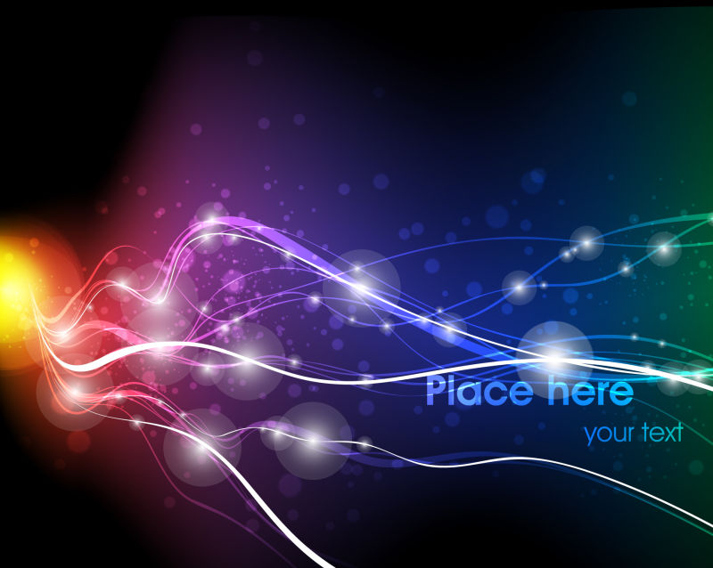 未来抽象发光背景的矢量图-类似运动模糊的霓虹灯曲线