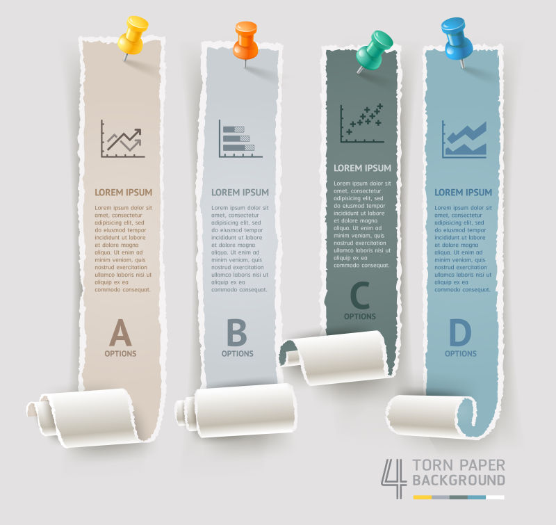 抽象矢量撕裂纸元素的信息图表设计