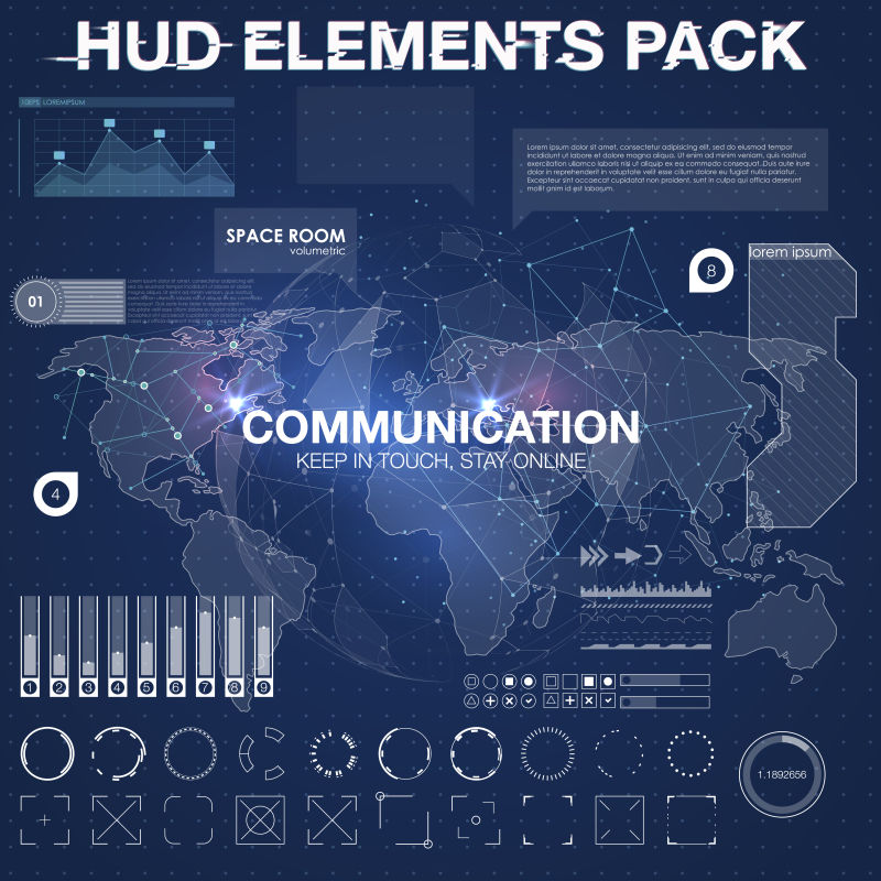 深蓝色抽象未来用户界面矢量设计