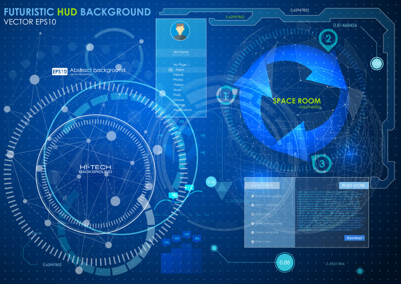 矢量的蓝色未来用户界面