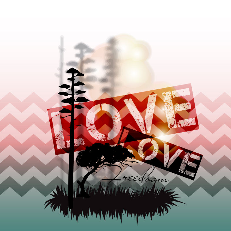 创意矢量森林剪影元素背景