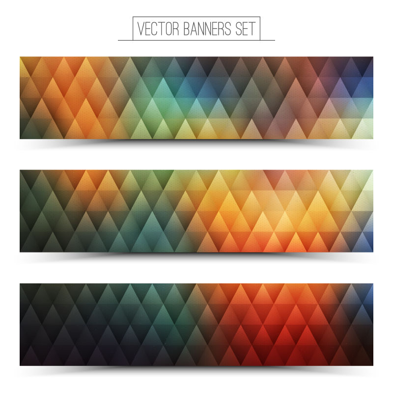 抽象矢量彩色几何三角纹理横幅设计