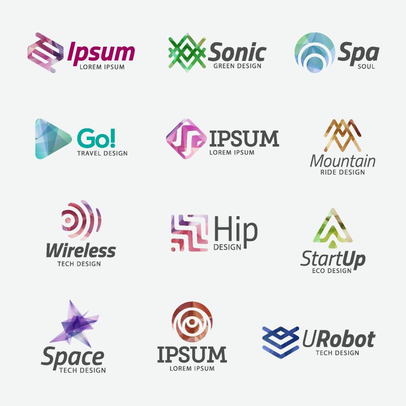 彩色几何图案公司标志矢量设计