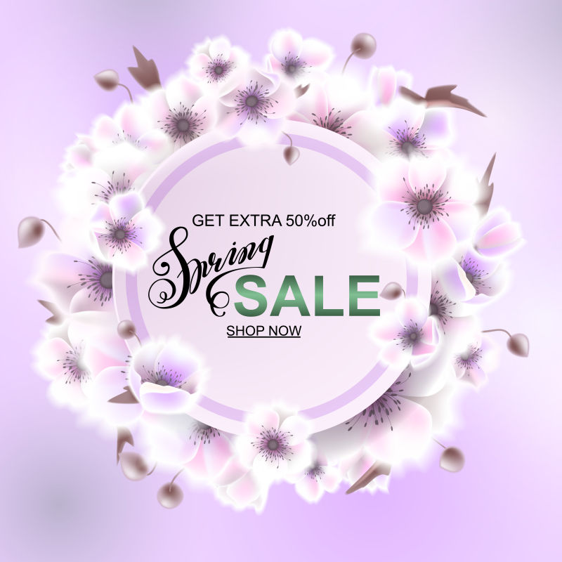 创意矢量现代白花的销售折扣背景